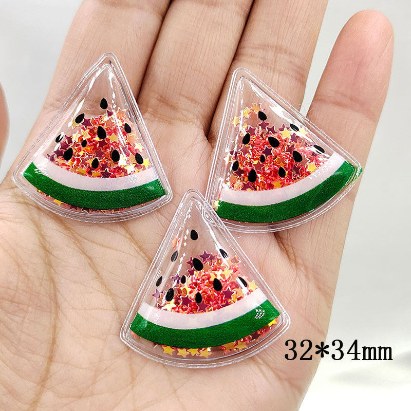 Wholesale Quicksand Fruit PVC Transparent Sequin Children's Hair Clip DIY Accessories